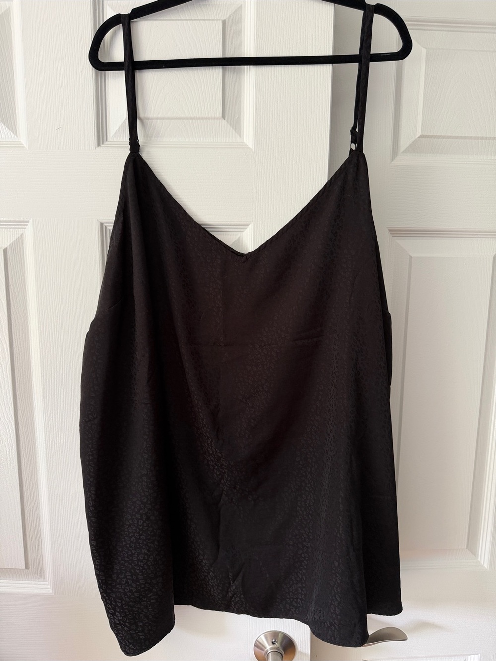 Black Women's Satin Cami Tank Top Subtle Leopard Print